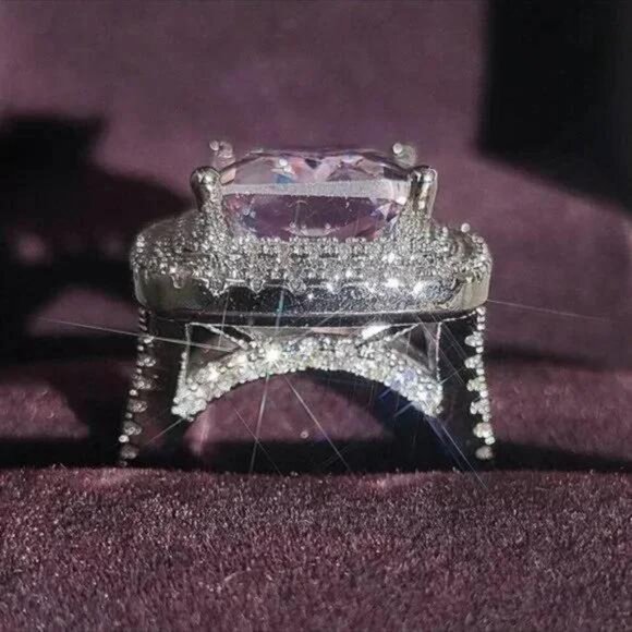 NEW PRINCESS DIAMOND ENGAGEMENT S925 SILVER RING, CUTE RING, SHINY RING. - Picture 4 of 7